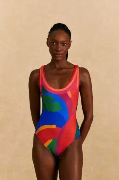 Farm Rio Colorful Leaves One-Piece Swimsuit