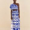 Farm Rio Off-White Pitta Tiles One-Shoulder Maxi Dress -Farm Rio Fashion Store 310650 01