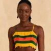 Farm Rio Yellow, Green & Red Striped Crop Top 1 Farm Rio Yellow, Green & Red Striped Crop Top -Farm Rio Fashion Store 310659 01