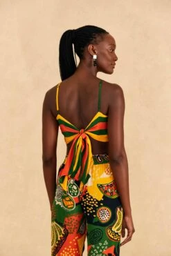 Farm Rio Yellow, Green & Red Striped Crop Top -Farm Rio Fashion Store 310659 04