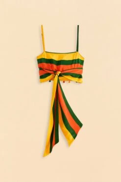 Farm Rio Yellow, Green & Red Striped Crop Top -Farm Rio Fashion Store 310659 06