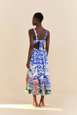 Farm Rio Mixed Pitta Colors Organic Cotton Embroidered Midi Dress -Farm Rio Fashion Store 310673 04