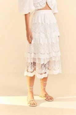 Farm Rio White Lace Midi Skirt -Farm Rio Fashion Store 310676 03