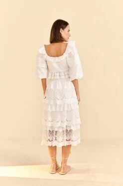 Farm Rio White Lace Midi Skirt -Farm Rio Fashion Store 310676 04