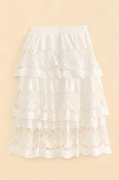Farm Rio White Lace Midi Skirt -Farm Rio Fashion Store 310676 06
