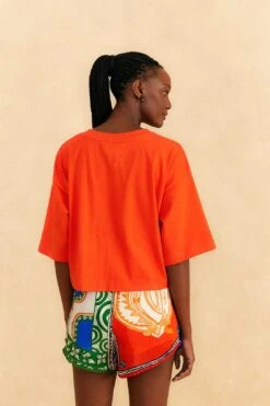 Farm Rio Orange Tropical Love Organic Cotton T-Shirt -Farm Rio Fashion Store 310678 03