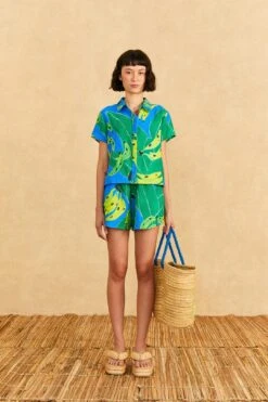 Farm Rio Blue Banana Leaves Shorts