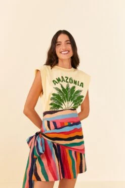 Farm Rio Super Fun Stripes Organic Cotton Mini Skirt