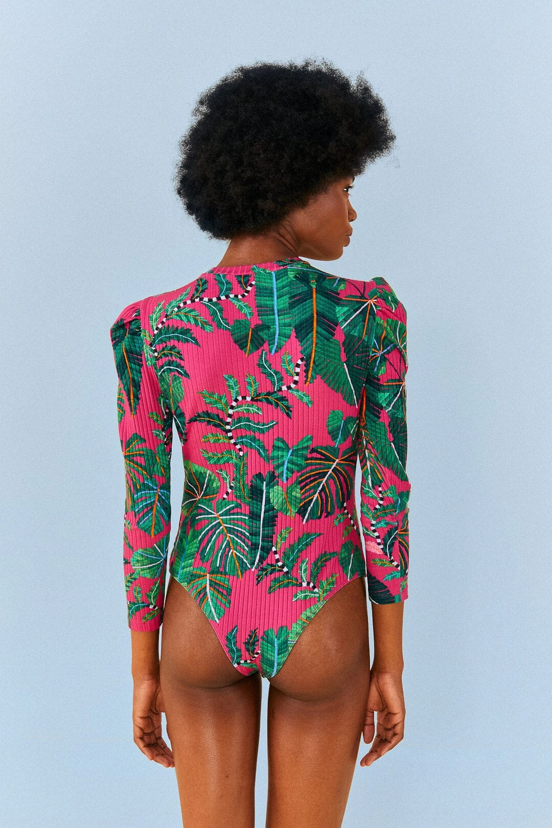 Farm Rio Pink Leaves Oganic Cotton Bodysuit 5 Farm Rio Pink Leaves Oganic Cotton Bodysuit - Image 3