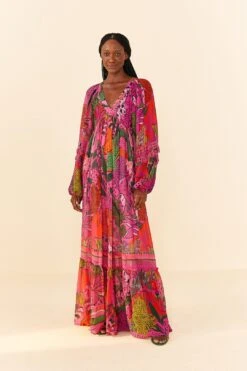 Farm Rio Pink Cool Leopards Maxi Dress -Farm Rio Fashion Store 311370 04