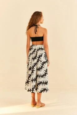 Farm Rio Black Copacabana Bow Midi Skirt -Farm Rio Fashion Store 311375 05