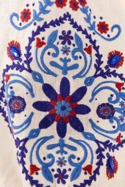 Farm Rio Off-White Navy Embroidery Mini Dress -Farm Rio Fashion Store 311390 05