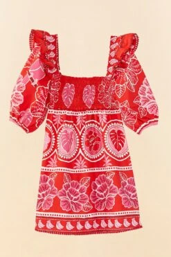 Farm Rio Red Summer Sunrise Organic Cotton Mini Dress -Farm Rio Fashion Store 311432 06