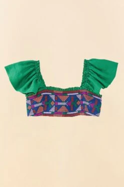 Farm Rio Embroided Green Top -Farm Rio Fashion Store 311435 06