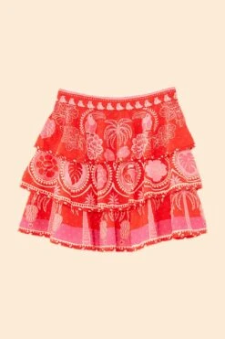 Farm Rio Red Summer Sunrise Mini Skirt -Farm Rio Fashion Store 311481 06