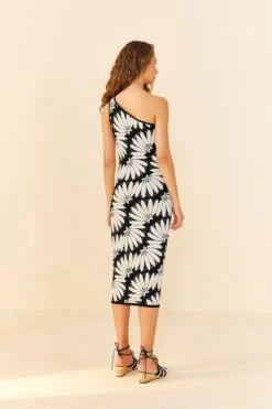 Farm Rio Black Copacabana Knit One Shoulder Dress -Farm Rio Fashion Store 311549 03