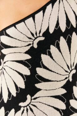 Farm Rio Black Copacabana Knit One Shoulder Dress -Farm Rio Fashion Store 311549 04