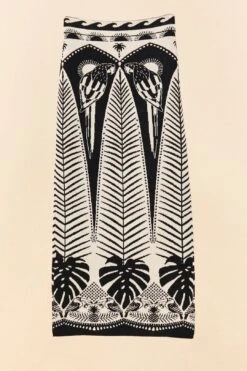Farm Rio Black Macaw Elegance Knit Skirt -Farm Rio Fashion Store 311568 05