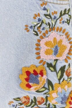 Farm Rio Summer Garden Embroidered Denim Shorts -Farm Rio Fashion Store 311873 05