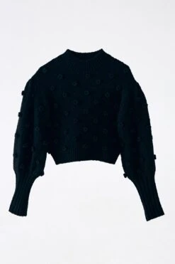 Farm Rio Black Handmade Flowers Sweater -Farm Rio Fashion Store 311882 05