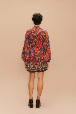 Farm Rio Brown Bright Flora Long Sleeve Mini Dress 12 Farm Rio Brown Bright Flora Long Sleeve Mini Dress -Farm Rio Fashion Store 311972 04
