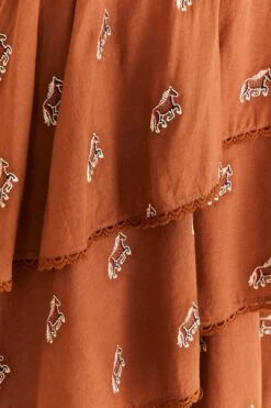 Farm Rio Caramel Embroidered Horses Layered Maxi Skirt -Farm Rio Fashion Store 311980 04
