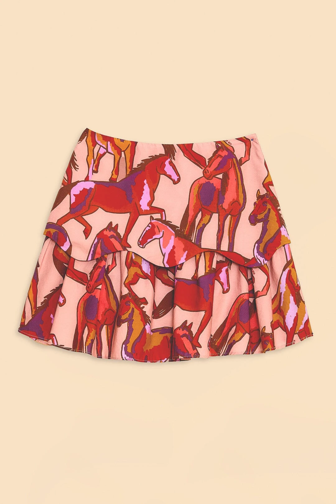 Farm Rio Rose Wild Horses Tiered Mini Skirt 8 Farm Rio Rose Wild Horses Tiered Mini Skirt - Image 6