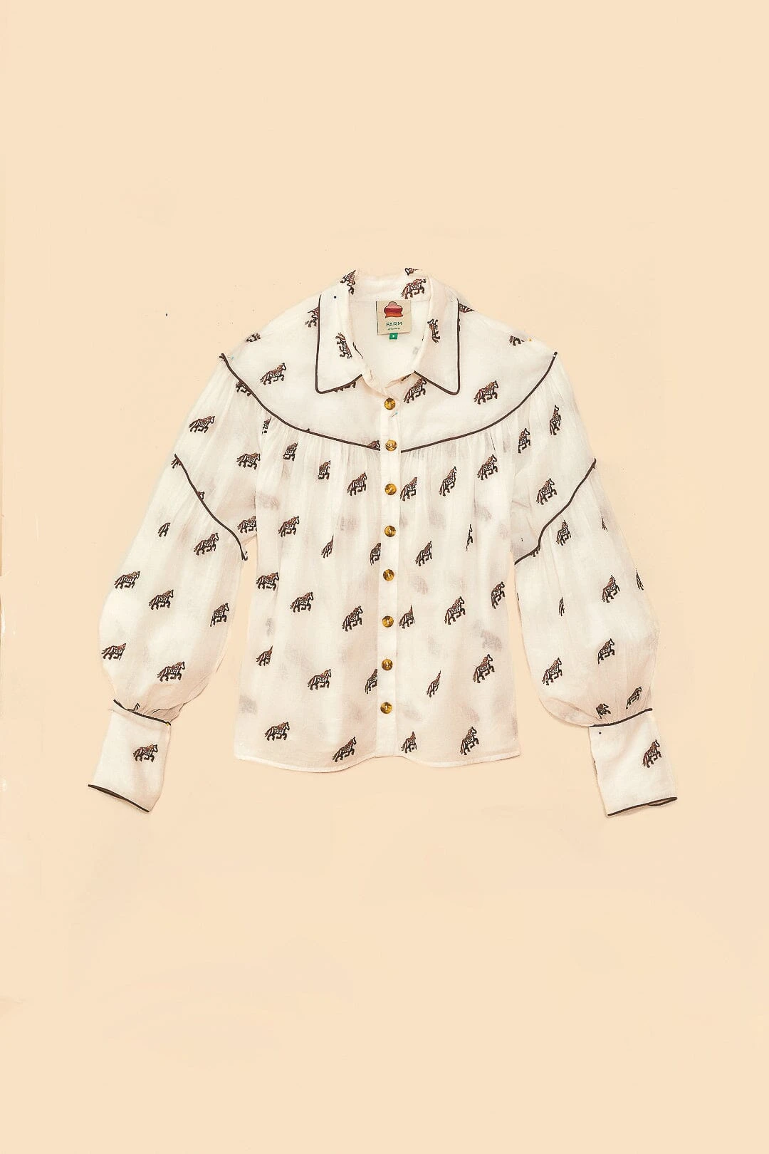 Farm Rio Off-White Embroidered Horses Blouse 9 Farm Rio Off-White Embroidered Horses Blouse - Image 7
