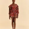 Farm Rio Brown Bright Flora Mini Skirt -Farm Rio Fashion Store 312014 01