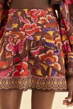Farm Rio Brown Bright Flora Mini Skirt -Farm Rio Fashion Store 312014 03