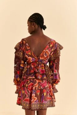 Farm Rio Brown Bright Flora Mini Skirt -Farm Rio Fashion Store 312014 04