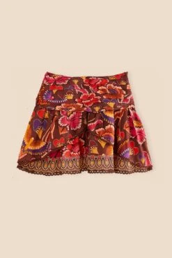 Farm Rio Brown Bright Flora Mini Skirt -Farm Rio Fashion Store 312014 06