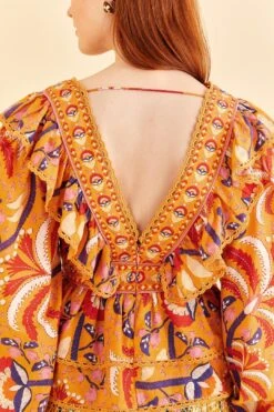 Farm Rio Yellow Palms Party Ruffle Blouse 12 Farm Rio Yellow Palms Party Ruffle Blouse -Farm Rio Fashion Store 312021 05