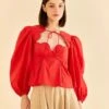 Farm Rio Red Heart Shaped Neckline Blouse -Farm Rio Fashion Store 312025 01