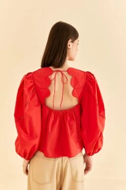 Farm Rio Red Heart Shaped Neckline Blouse -Farm Rio Fashion Store 312025 04