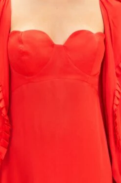 Farm Rio Red Heart Shaped Neckline Long Sleeve Midi Dress -Farm Rio Fashion Store 312027 06