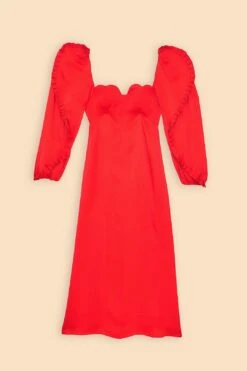 Farm Rio Red Heart Shaped Neckline Long Sleeve Midi Dress -Farm Rio Fashion Store 312027 07 1