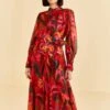 Farm Rio Red Rooster Leaves Long Sleeve Maxi Dress 2 Farm Rio Red Rooster Leaves Long Sleeve Maxi Dress -Farm Rio Fashion Store 312034 03