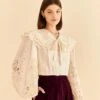 Farm Rio Off-White Richelieu Big Collar Blouse -Farm Rio Fashion Store 312044 01