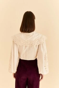 Farm Rio Off-White Richelieu Big Collar Blouse -Farm Rio Fashion Store 312044 04