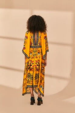 Farm Rio Yellow Tropical Tapestry Kaftan Dress -Farm Rio Fashion Store 312047 04