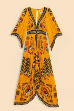 Farm Rio Yellow Tropical Tapestry Kaftan Dress -Farm Rio Fashion Store 312047 06
