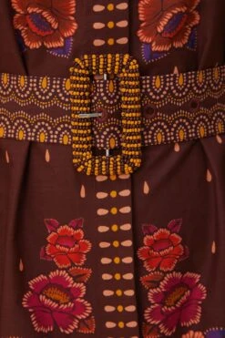 Farm Rio Brown Bright Flora Short Sleeve Mini Dress -Farm Rio Fashion Store 312050 06