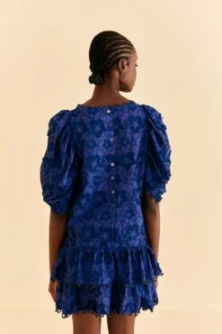 Farm Rio Navy Blue 3d Star Texture Blouse -Farm Rio Fashion Store 312282 04