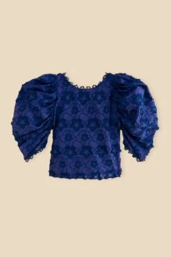 Farm Rio Navy Blue 3d Star Texture Blouse -Farm Rio Fashion Store 312282 07