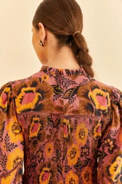 Farm Rio Blush Garden Bloom Smocked Blouse -Farm Rio Fashion Store 312287 04