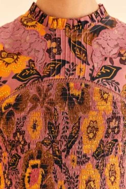 Farm Rio Blush Garden Bloom Smocked Blouse -Farm Rio Fashion Store 312287 05