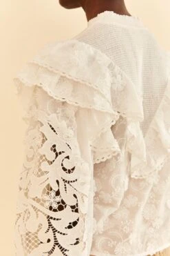 Farm Rio Off-White Smocked Yoke 3d Flower Blouse 10 Farm Rio Off-White Smocked Yoke 3d Flower Blouse -Farm Rio Fashion Store 312290 03