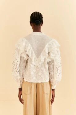 Farm Rio Off-White Smocked Yoke 3d Flower Blouse 11 Farm Rio Off-White Smocked Yoke 3d Flower Blouse -Farm Rio Fashion Store 312290 04