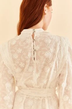 Farm Rio Off-White 3d Flower Pleated Mini Dress -Farm Rio Fashion Store 312366 06